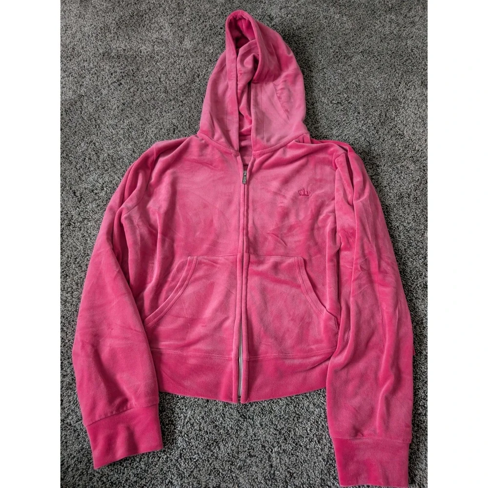Juicy by Juicy Couture Hot Pink Velour Tracksuit Hoodie Joggers Set XL - Picture 4 of 7
